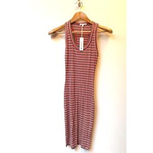 Sundry Women's Multicolor Striped Soft Midi Dress Sz 1 (S) Vacation Resort NWT